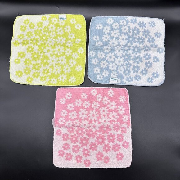 Vintage Washcloths Flower Power Pastel Daisy Floral Bathroom St Marys USA 1970s - Picture 4 of 9